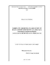 Nghiên cứu ảnh hưởng của một số yếu tố hoàn cảnh đến sinh trưởng của thảo quả (Amomum aromaticum Roxb.) tại Xã San Sả Hồ - Huyện Sapa -Tỉnh Lào Cai