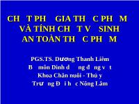 Chất phụ gia thực phẩm và tính chất vệ sinh an toàn thực phẩm