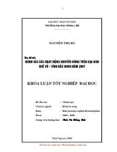 Đánh giá các hoạt động khuyến nông trên địa bàn huyện Quế Võ, Bắc Ninh năm 2007
