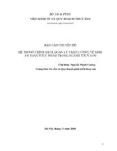 Hệ thống chính sách quản lý chất lượng, vệ sinh an toàn thực phẩm trong ngành thuỷ sản