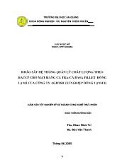 Khảo sát hệ thống quản lý chất lượng theo haccp cho mặt hàng cá tra-Cá basa fillet đông lạnh của công ty agifish