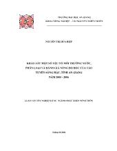 Khảo sát một số yếu tố môi trường nước, phân loại và đánh giá nồng độc của tảo tuyến sông hậu, tỉnh an giang năm 2005 -2006
