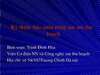 Kỹ thuật bảo quản nông sản sau thu hoạch