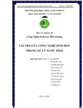 Ứng dụng công nghệ sinh học trong xử lý nước thải