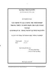 Xác định tỷ lệ Lysine/me thích hợp trong thức ăn hỗn hợp cho lợn 5 máu ngoại giai đoạn 18-50 kg tại Thái Nguyên