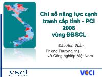 Chỉ số năng lực cạnh tranh cấp tỉnh vùng ĐBSCL 2008