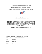 Thiết kế trạm xử lý nước cấp cho khu dân cư xã xuân thới thượng công suất 8500 m3/ngày đêm