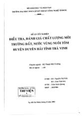 Đề tài Điều tra, đánh giá chất lượng môi trường đất, nước vùng nuôi tôm huyện Duyên Hải tỉnh Trà Vinh