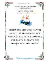 Đề tài Nghiên cứu khả năng hấp phụ Metyl đỏ trong dung dịch nước của các vật liệu hấp phụ chế tạo từ bã mía và thử nghiệm xử lý môi trường