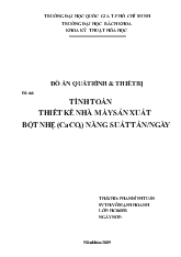 Đề tài Tính toán thiết kế nhà máy sản xuất bột nhẹ (caco3) năng suất tấn/ngày