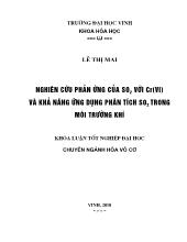 Đề tài Nghiên cứu phản ứng của SO2 với Cr(VI) và khả năng ứng dụng phân tích SO2 trong môi trường khí