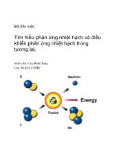 Tiểu luận Phản ứng nhiệt hạch và điều khiển phản ứng nhiệt hạch trong tương lai
