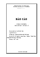 Báo cáo Thực tập môn Hóa dược - Dược lý tại Bênh viện đa khoa tỉnh Hải Dương