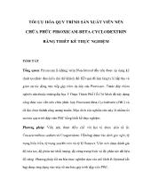 Đề tài Tối ưu hóa quy trình sản xuất viên nén chứa phức piroxicam-Beta-cyclodextrin bằng thiết kế thực nghiệm