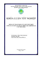 Khóa luận Bước đầu khảo sát hoạt động của máy phát điện loại 10 KVA chạy bằng nhiên liệu khí biogas được ủ từ phân heo