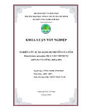 Khóa luận Nghiên cứu sự đa dạng di truyền của nấm Metarhizium anisopliae dựa v̀ào trình tự gen Pr1 v̀à vùng rDNA- ITS