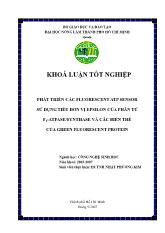 Khóa luận Phát triển các fluorescent atp sensor sử dụng tiểu đơn vị epsilon của phân tử F1 -Atpase/synthase và các biến thể của green fluorescent protein