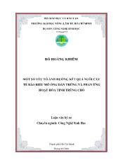 Luận văn Một số yếu tố ảnh hưởng kết quả nuôi cấy tế bào biểu mô ống dẩn trứng và phản ứng hoạt hóa tinh trùng chó