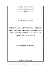 Luận văn Nghiên cứu đặc điểm cấu trúc và tính đa dạng thực vật trong một số trạng thái thảm thực vật ở xã Thần Sa, huyện Võ Nhai, tỉnh Thái Nguyên