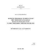 Đề tài Đánh giá tình trạng vệ sinh an toàn thực phẩm một số loại rau bán ở cửa hàng rau sạch và thực phẩm khác trên địa bàn Hà Nội