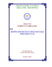 Đề tài Hướng dẫn quản lý chất nguy hại theo pháp luật