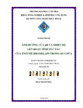 Luận văn Ảnh hưởng của pH và nhiệt độ lên hoạt tính xúc tác của enzyme bromelain trong quả dứa