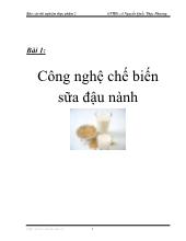 Đề tài Công nghệ chế biến sữa đậu nành