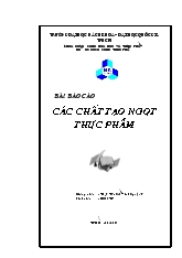 Đề tài Tổng quan về các chất tạo vị ngọt trong thực phẩm