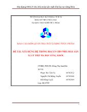 Đề tài Xây dựng hệ thống HACCP cho nhà máy sản xuất thịt ba rọi xông khói