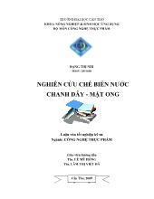 Luận văn Nghiên cứu chế biến nước Chanh dây - Mật ong