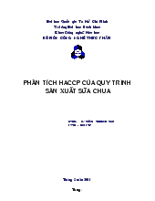 Tiểu luận Phân tích HACCP của quy trình sản xuất sữa chua