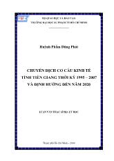Luận văn Chuyển dịch cơ cấu kinh tế tỉnh Tiền Giang thời kỳ 1995 - 2007 và định hướng đến năm 2020
