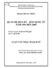 Luận văn Quan hệ Hoa Kì - Hàn Quốc từ năm 1991 đến năm 2005