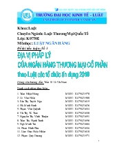 Tiểu luận Địa vị pháp lý của ngân hàng thương mại cổ phần theo Luật các tổ chức tín dụng 2010