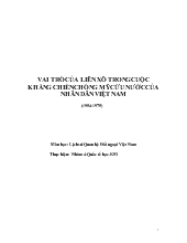 Tiểu luận Vai trò của Liên Xô trong cuộc kháng chiến chống Mỹ cứu nước của nhân dân Việt Nam (1954-1975)