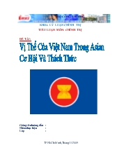 Tiểu luận Vị thế của Việt Nam trong ASEAN - Thời cơ và thách thức
