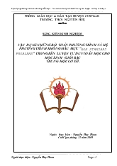 Đề tài Vận dụng những bài toán phương trình và hệ phương trình không mẫu mực “non standard problems” trong rèn luyện tư duy toán học cho học sinh giỏi bậc trung học cơ sở