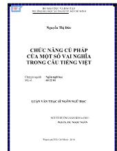 Luận văn Chức năng cú pháp của một số vai nghĩa trong câu tiếng Việt