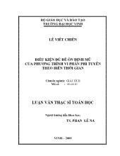 Luận văn Điều kiện đủ để ổn định mũ của phương trình vi phân phi tuyến theo biến thời gian