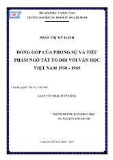 Luận văn Đóng góp của phóng sự và tiểu phẩm Ngô Tất Tố đối với văn học Việt Nam 1930 - 1945