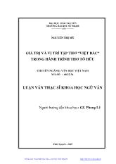 Luận văn Giá trị và vị trí tập thơ Việt Bắc trong hành trình thơ Tố Hữu