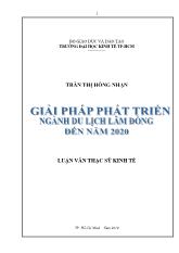 Luận văn Giải pháp phát triển ngành du lịch tỉnh Lâm Đồng đến năm 2020