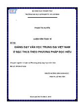 Luận văn Giảng dạy văn học trung đại Việt Nam ở bậc THCS theo phương pháp đọc hiểu