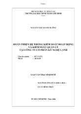 Luận văn Hoàn thiện hệ thống kiểm soát hoạt động và kiểm soát quản lý tại công ty Cổ phần Kỹ Nghệ Lạnh