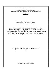 Luận văn Hoàn thiện hệ thống xếp hạng tín nhiệm của ngân hàng thương mại cổ phần ngoại thương Việt Nam