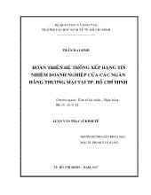 Luận văn Hoàn thiện hệ thống xếp hạng tín nhiệm doanh nghiệp các Ngân hàng Thương mại tại Thành phố Hồ Chí Minh