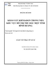 Luận văn Khảo sát khí Radon trong nhà khu vực đô thị Thủ Dầu Một tỉnh Bình Dương