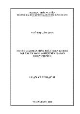 Luận văn Một số giải pháp nhằm phát triển kinh tế hợp tác xã nông nghiệp trên địa bàn tỉnh Vĩnh Phúc