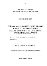 Luận văn Nâng cao năng lực cạnh tranh cho các doanh nghiệp ngành du lịch tỉnh Lâm Đồng sau khi gia nhập WTO