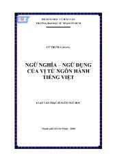 Luận văn Ngữ nghĩa, ngữ dựng của vị từ ngôn hành tiếng Việt